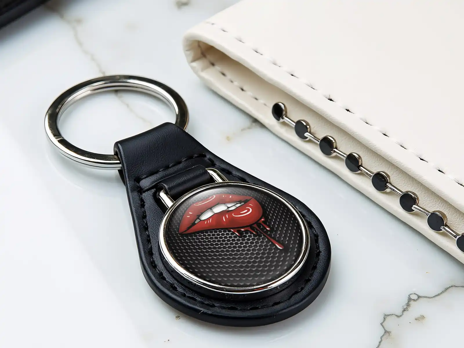 Key Ring Leather Glossy Finish Premium Look